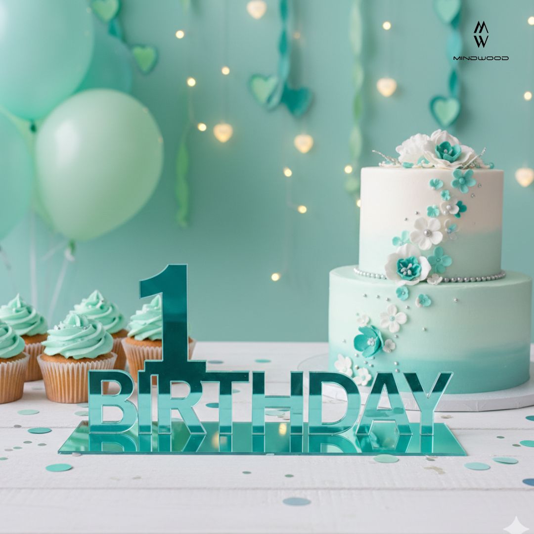 Decorazione da tavolo in Plex "1 Birthday"