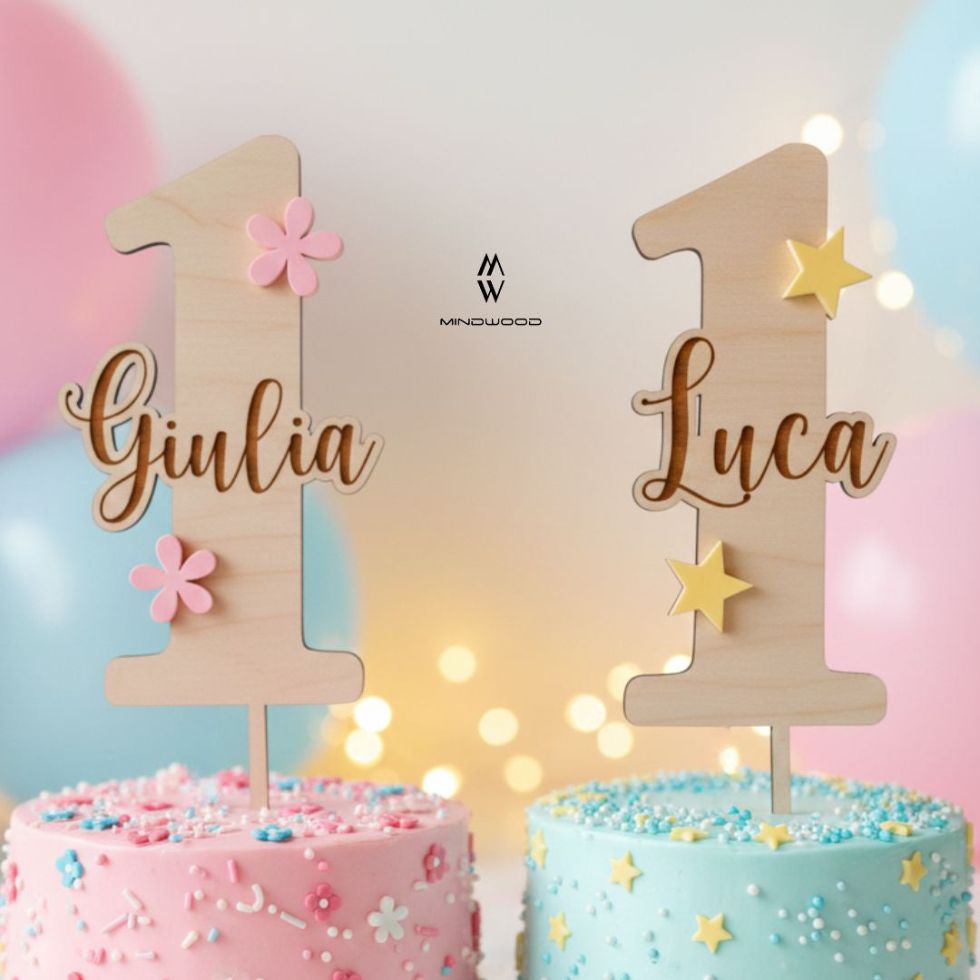 CakeTopper in Legno Personalizzato 1 compleanno