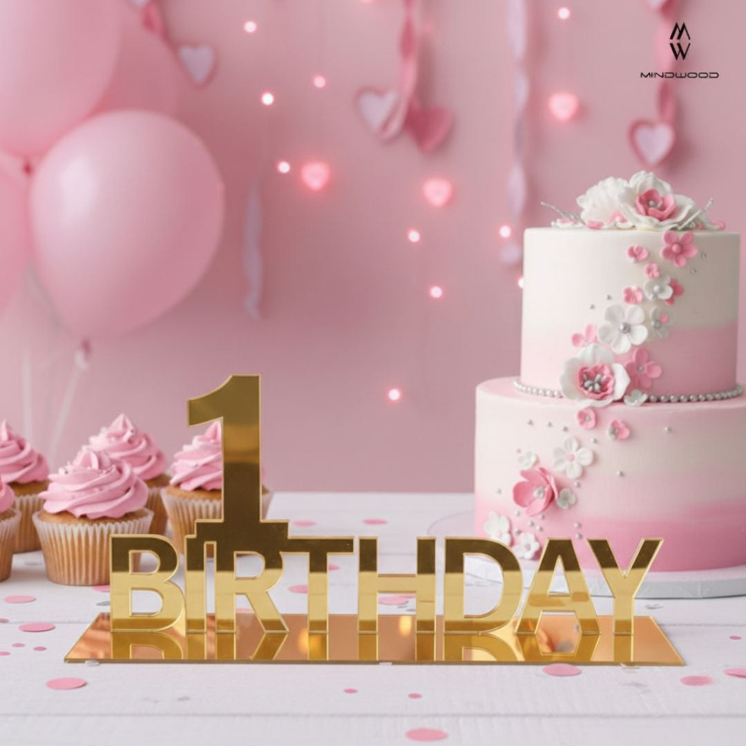 Decorazione da tavolo in Plex "1 Birthday"