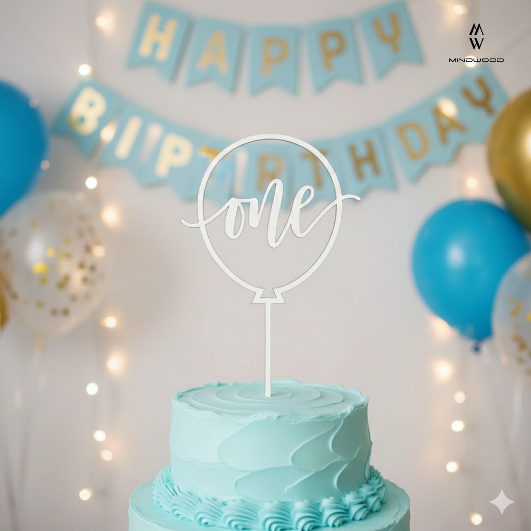 CakeTopper Legno One Palloncino