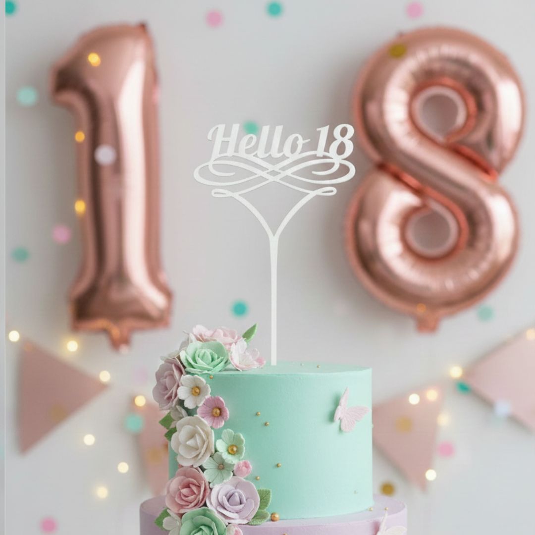 CakeTopper in Legno Hello 18