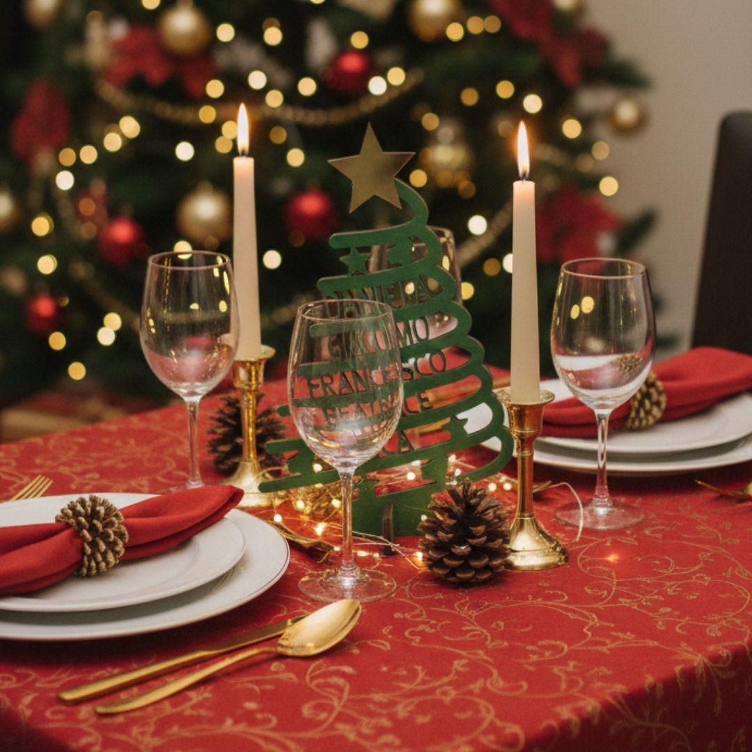 Alberello di Natale con Nomi Intagliati