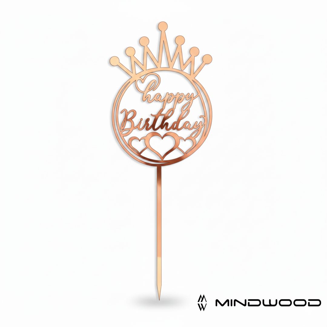 CakeTopper HappyBirthday Corona e cuoricini