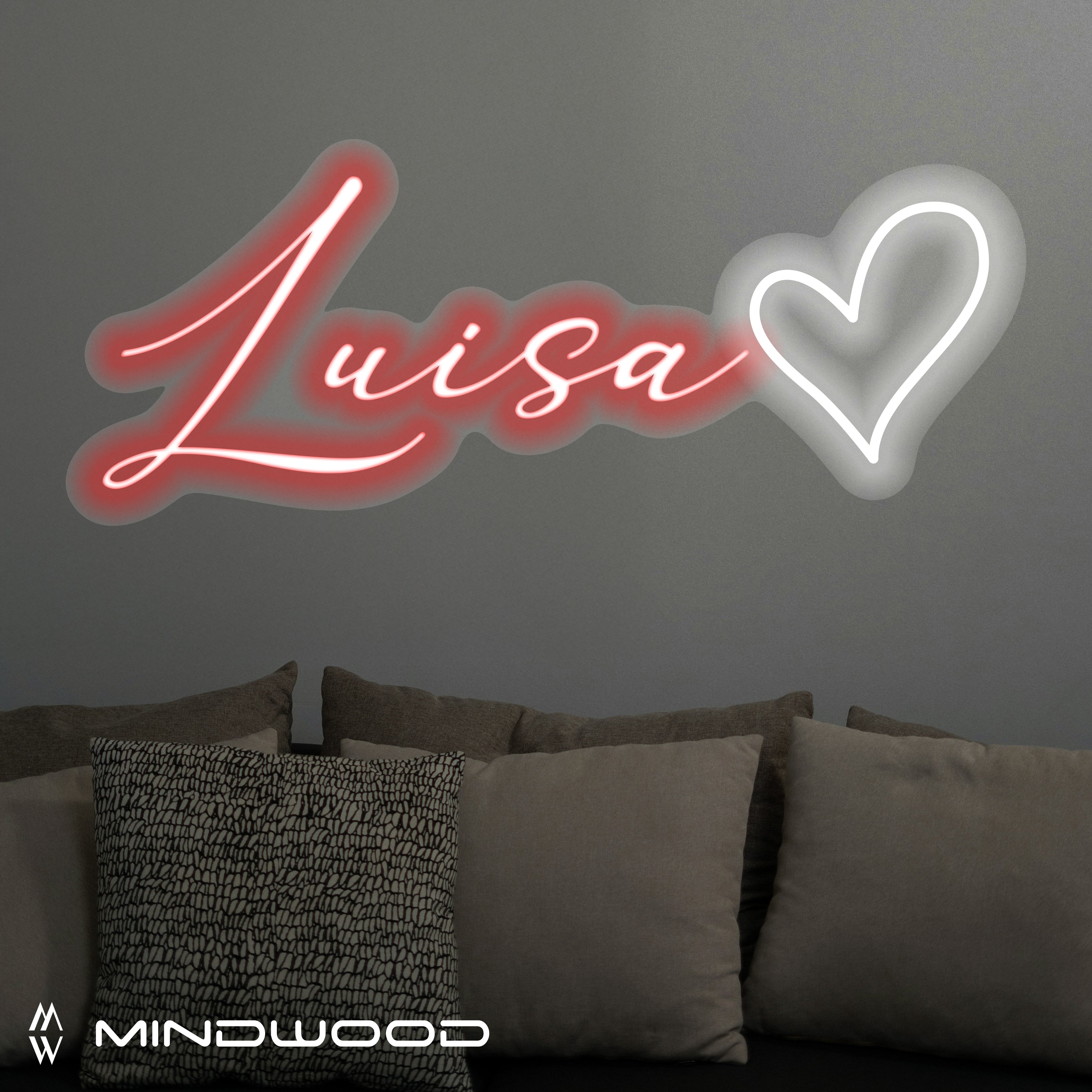 Personalisierte Led Schrift - Name mit Herz