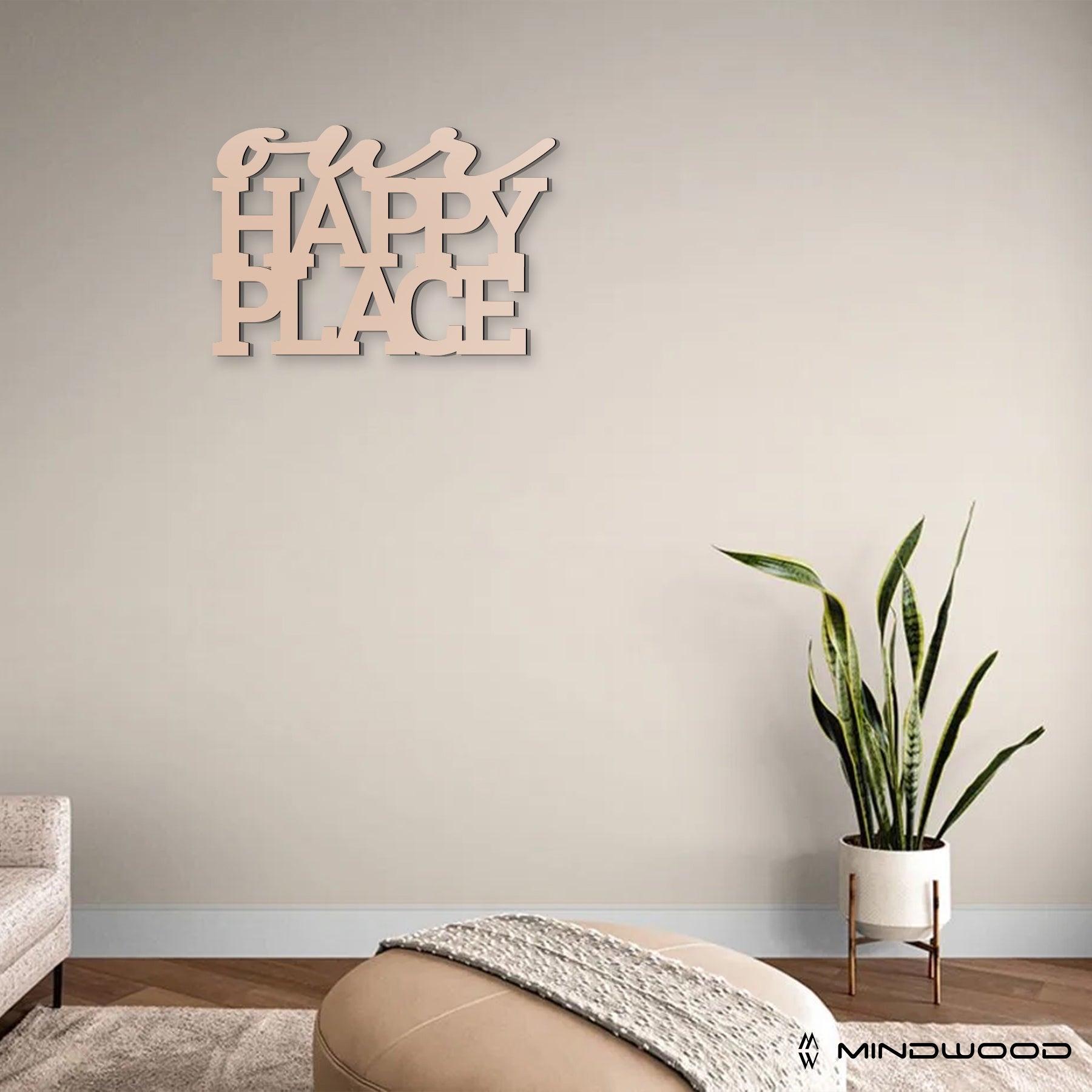 Scritta in Legno Our Happy Place