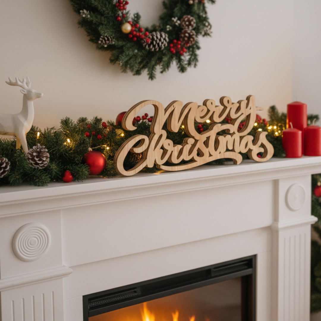 Scritta d'appoggio in Legno verniciato Merry Christmas 2