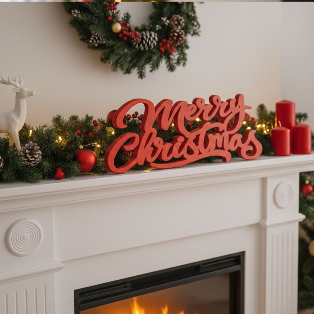 Scritta d'appoggio in Legno verniciato Merry Christmas 2