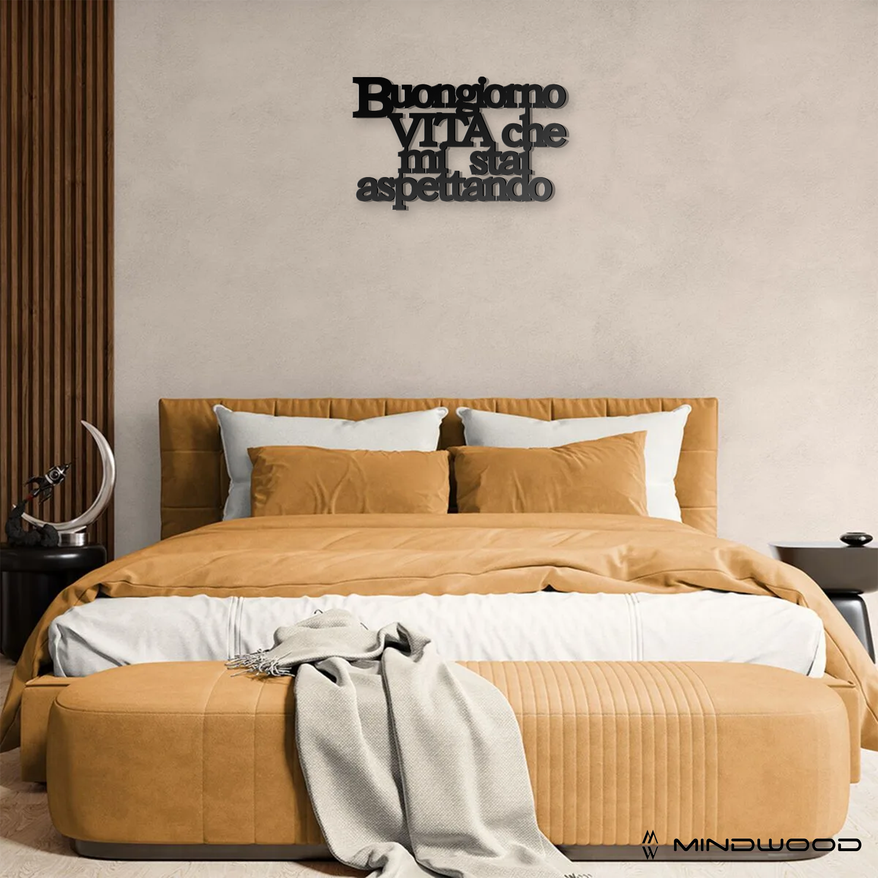 Scritta in Legno Buongiorno Vita che mi stai Aspettando