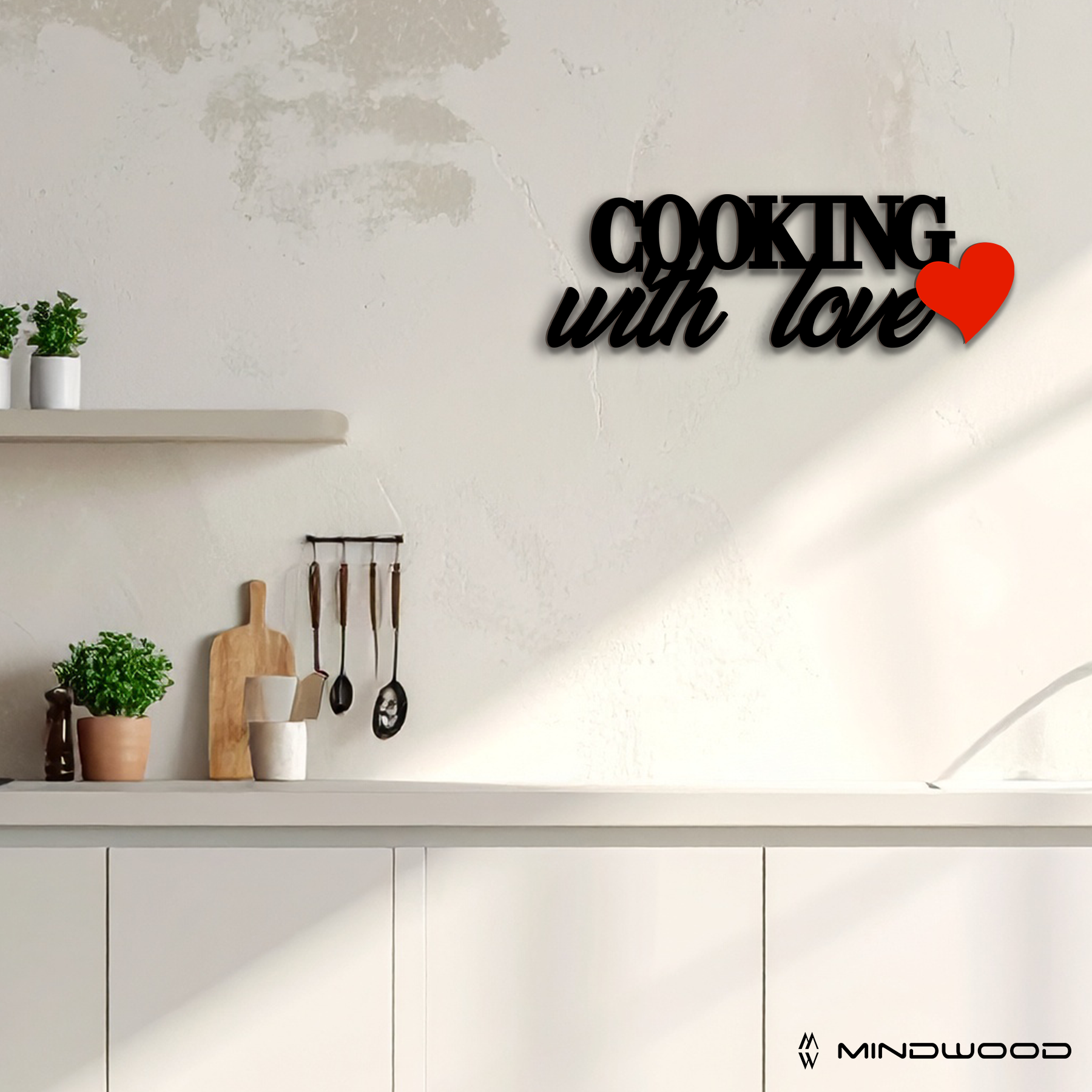 Scritta in Legno Cooking With Love