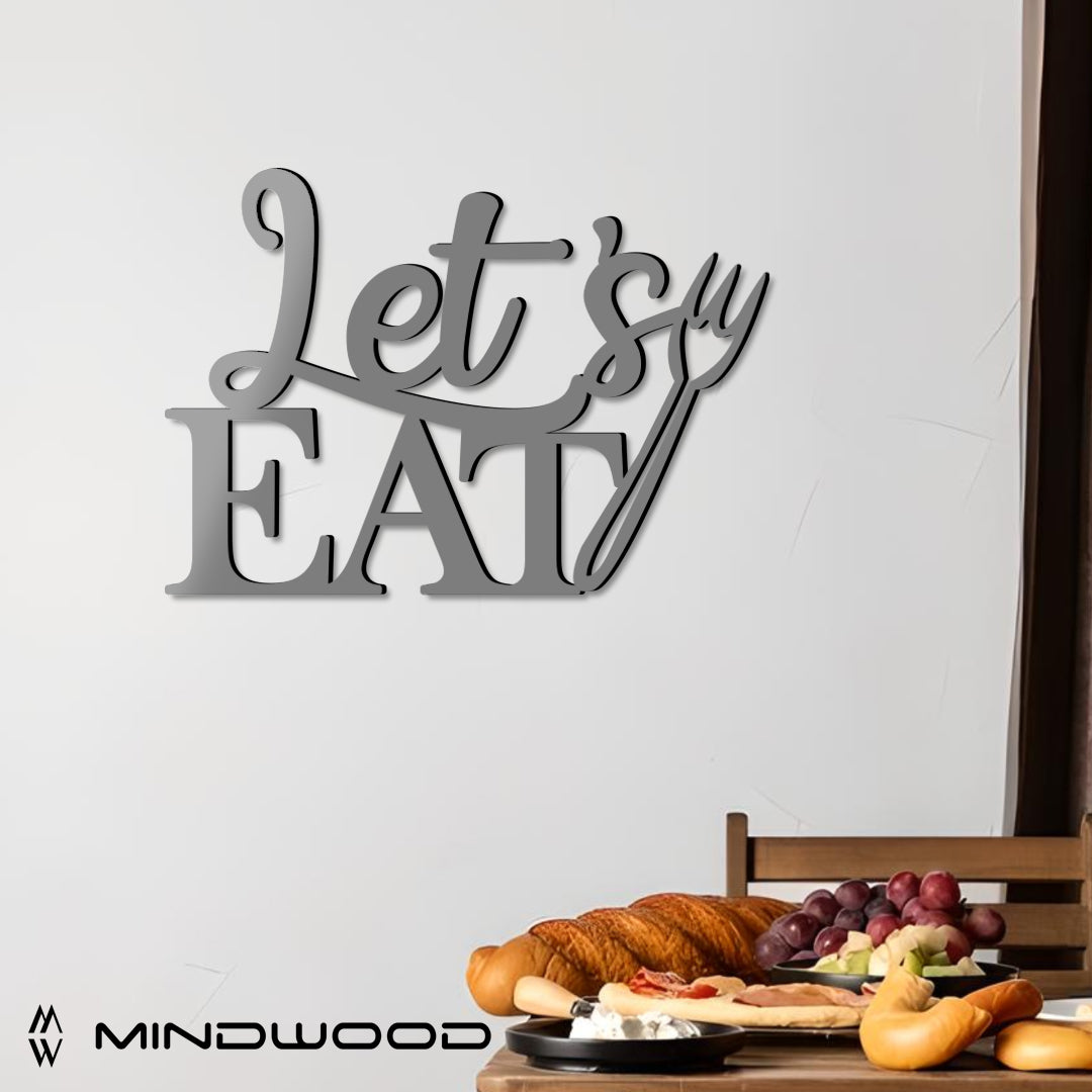 Scritta in Legno Let's Eat
