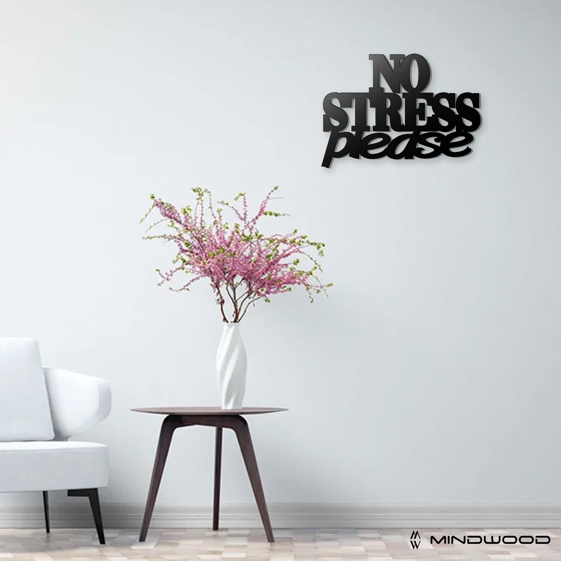 Scritta in Legno No Stress Please