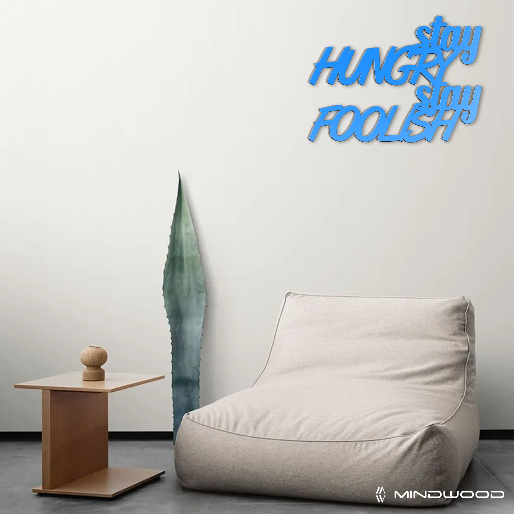 Scritta in Legno Stay Hungry Stay Foolish