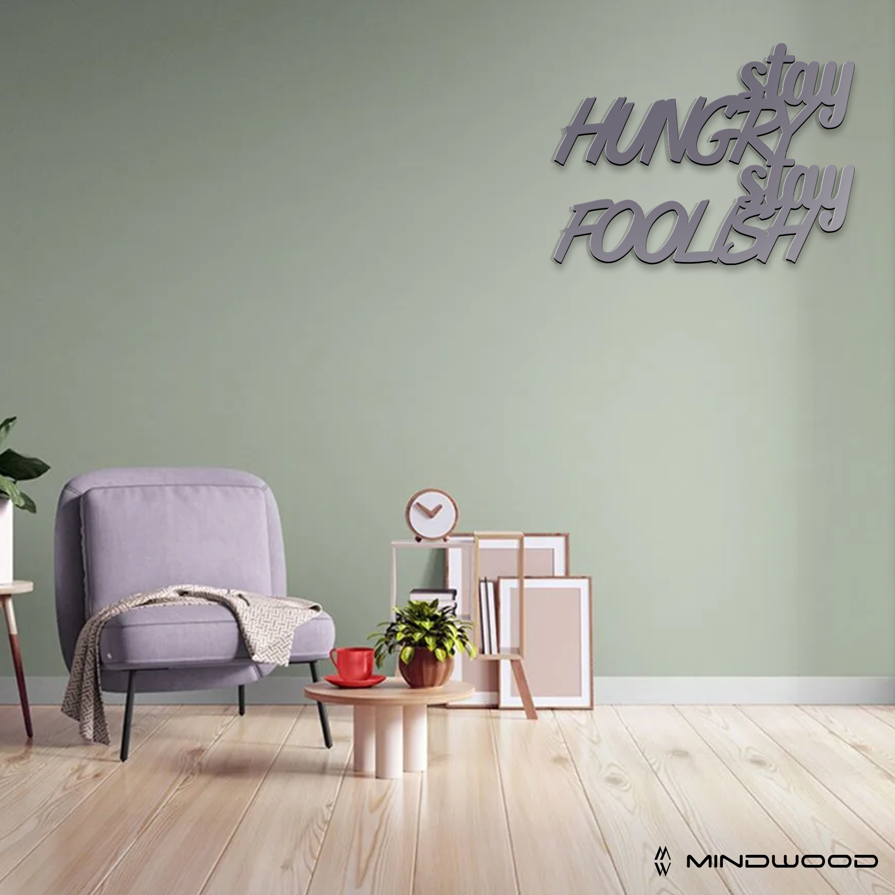 Scritta in Legno Stay Hungry Stay Foolish