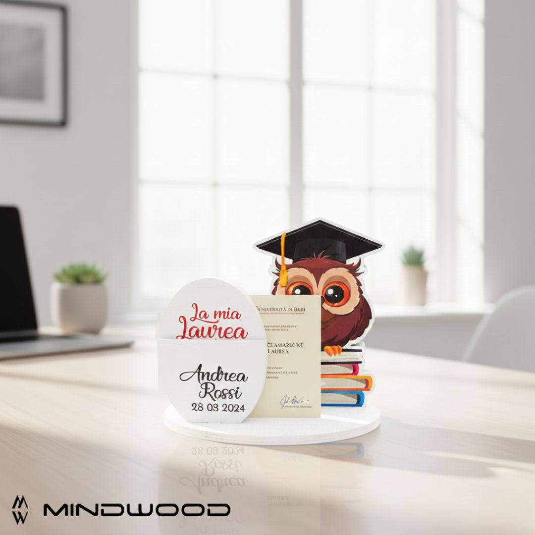 Decor portacarte Laurea personalizzabile Gufo