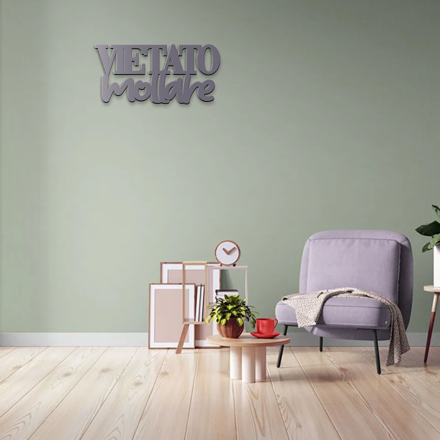 Scritta in Legno Vietato Mollare