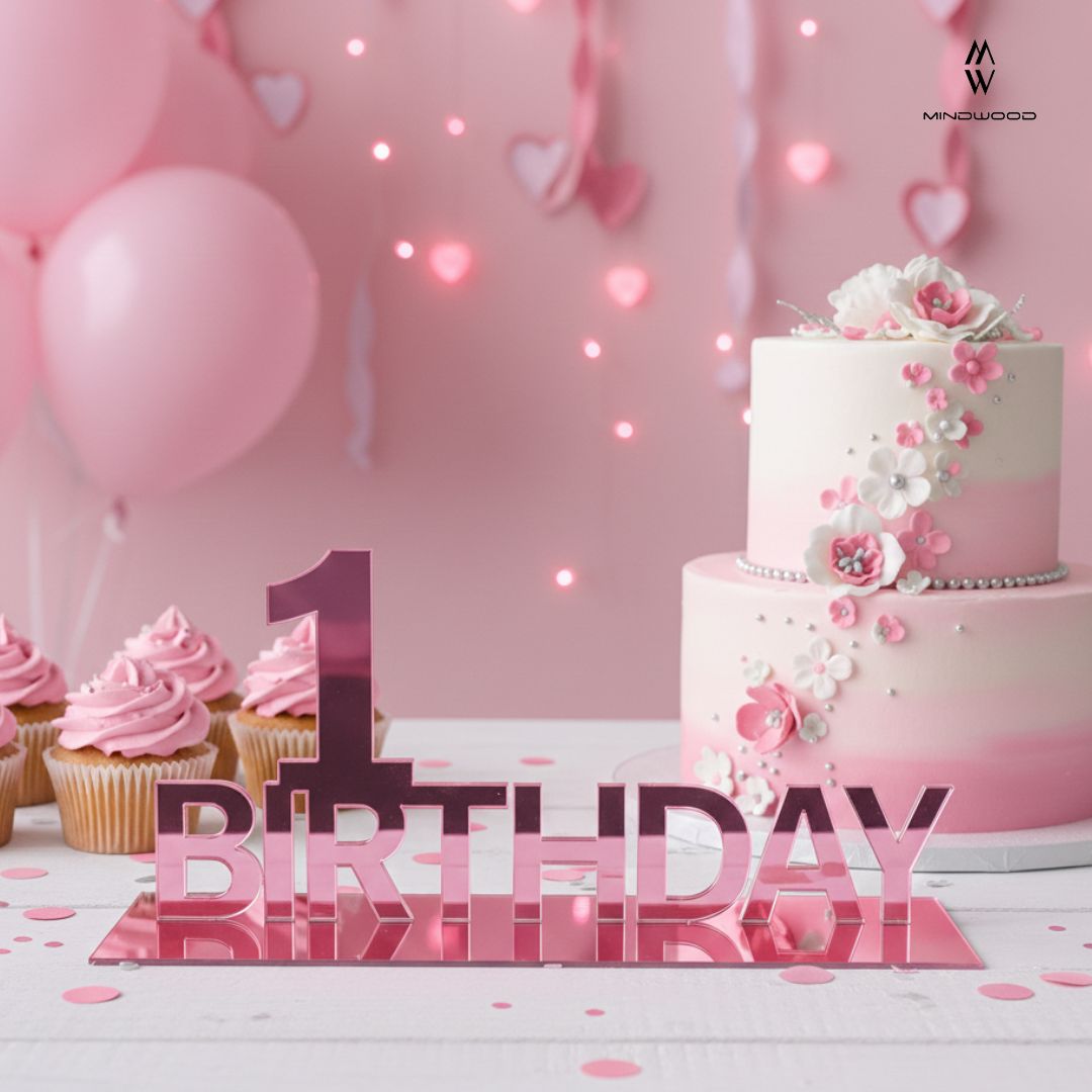 Decorazione da tavolo in Plex "1 Birthday"