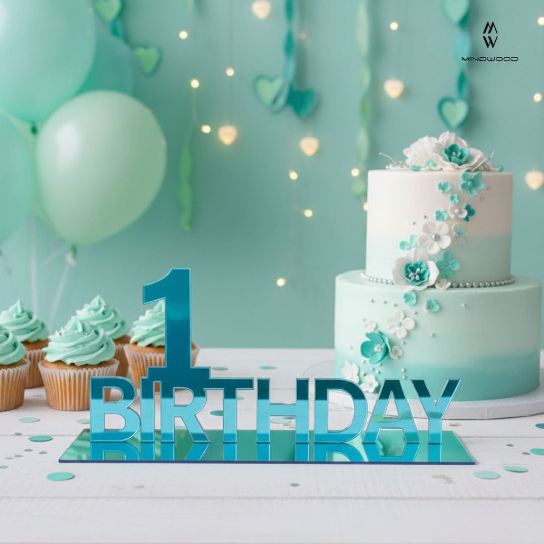 Decorazione da tavolo in Plex "1 Birthday"