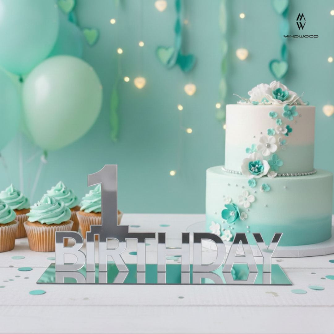 Decorazione da tavolo in Plex "1 Birthday"