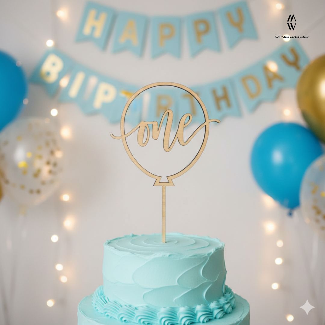 CakeTopper Legno One Palloncino