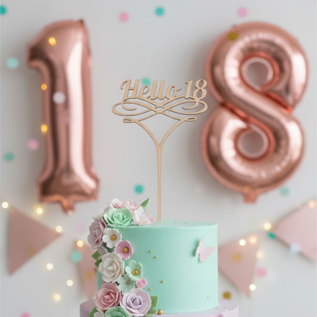 CakeTopper in Legno Hello 18