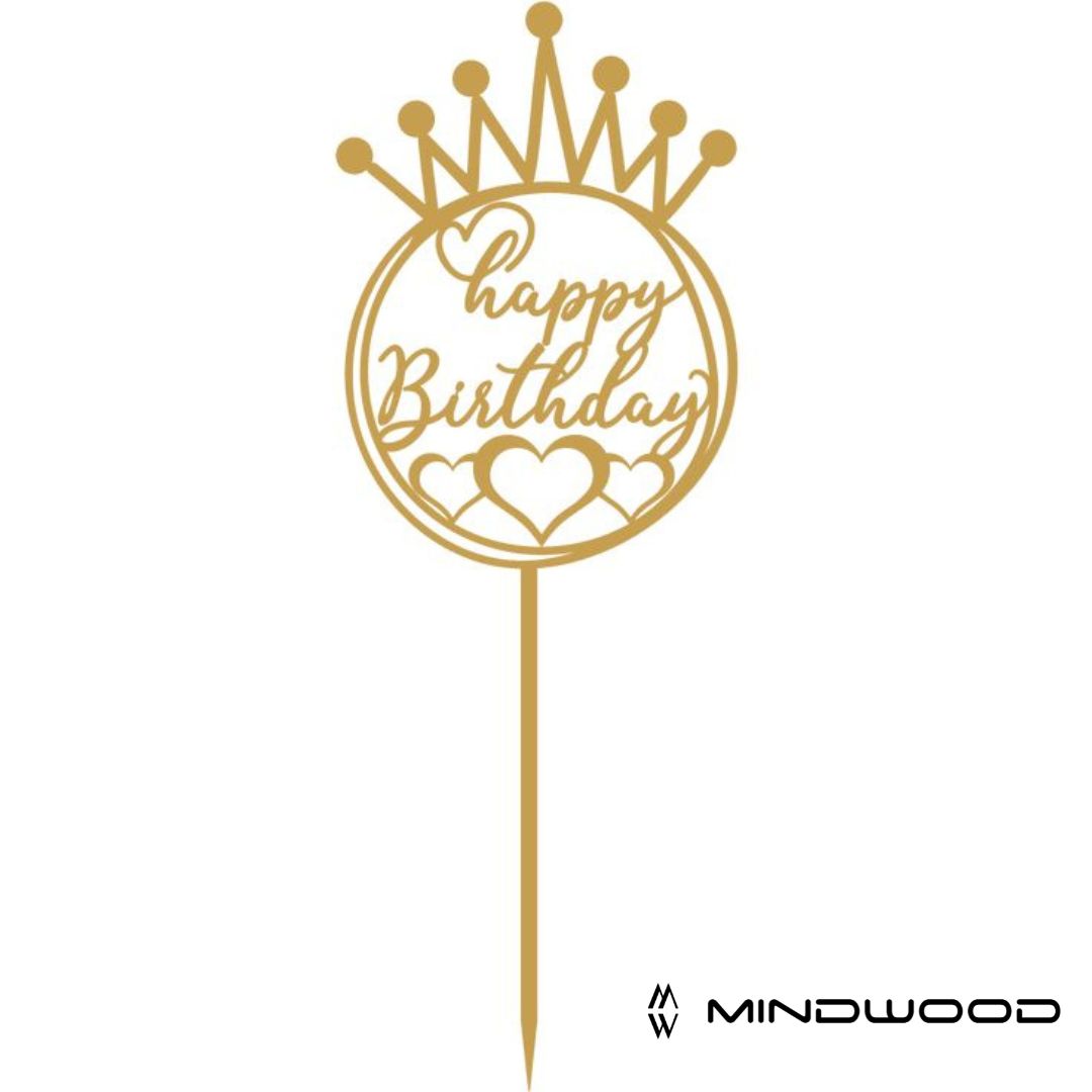 CakeTopper HappyBirthday Corona e cuoricini