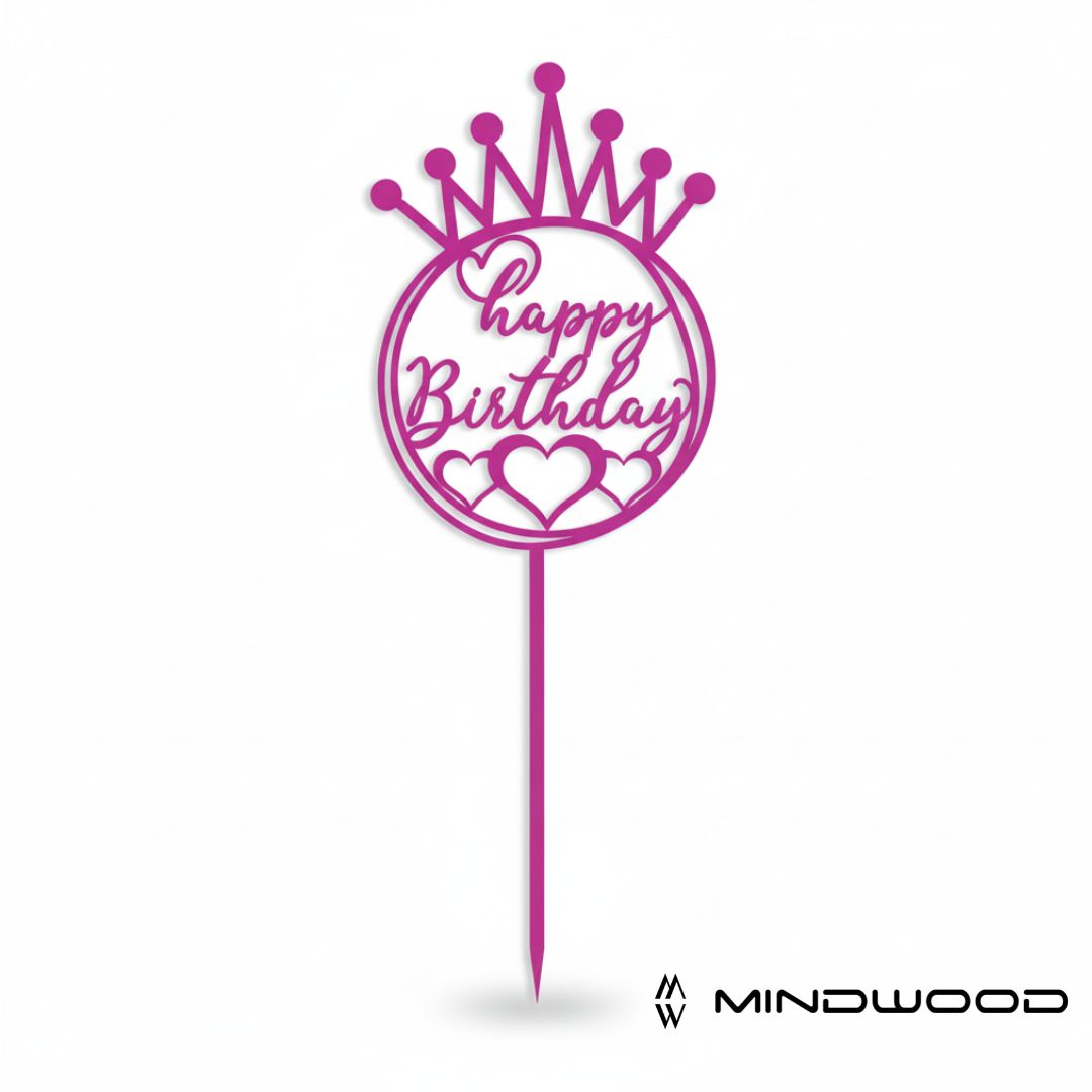 CakeTopper HappyBirthday Corona e cuoricini