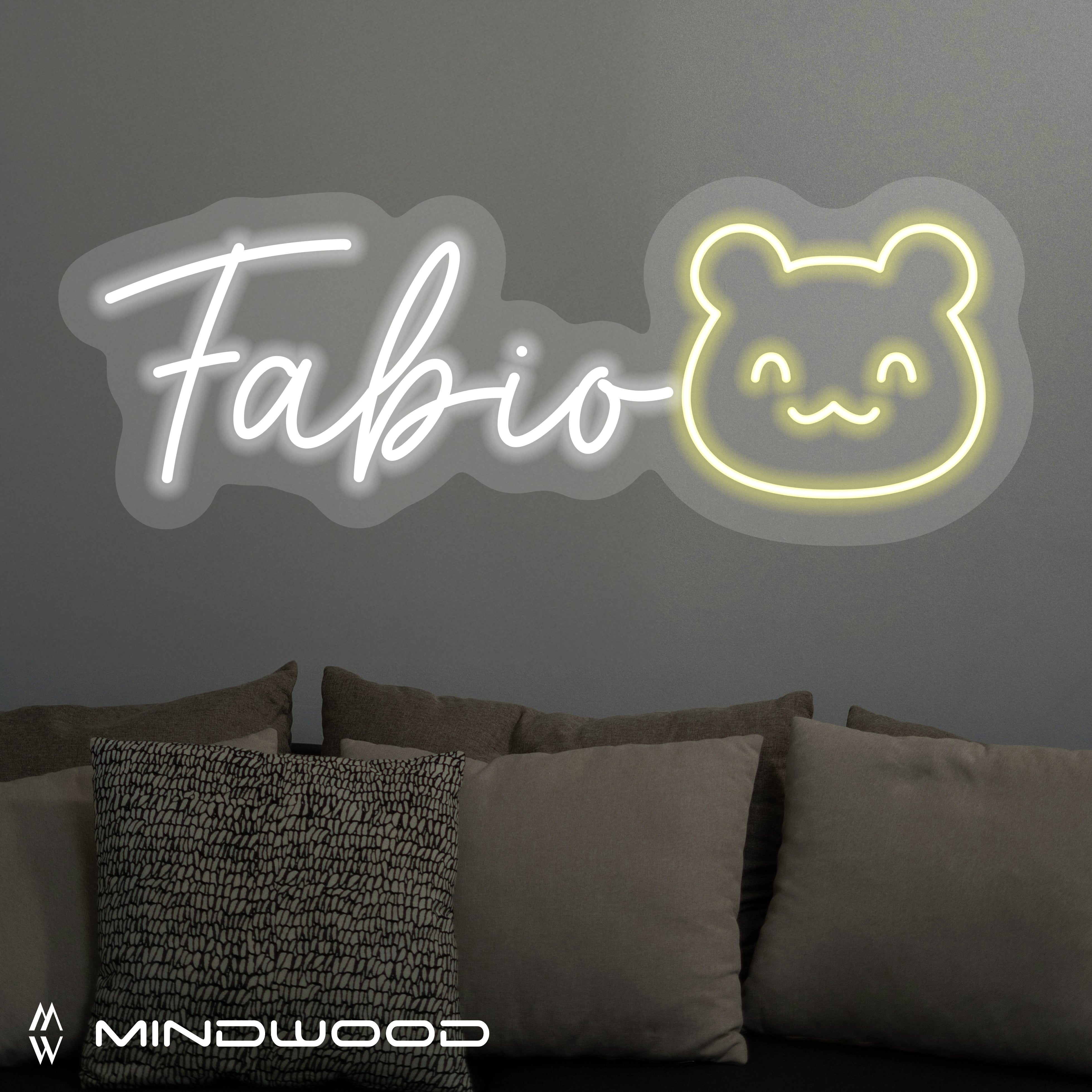 Personalisierte Led-Schrift - Name mit Teddybär