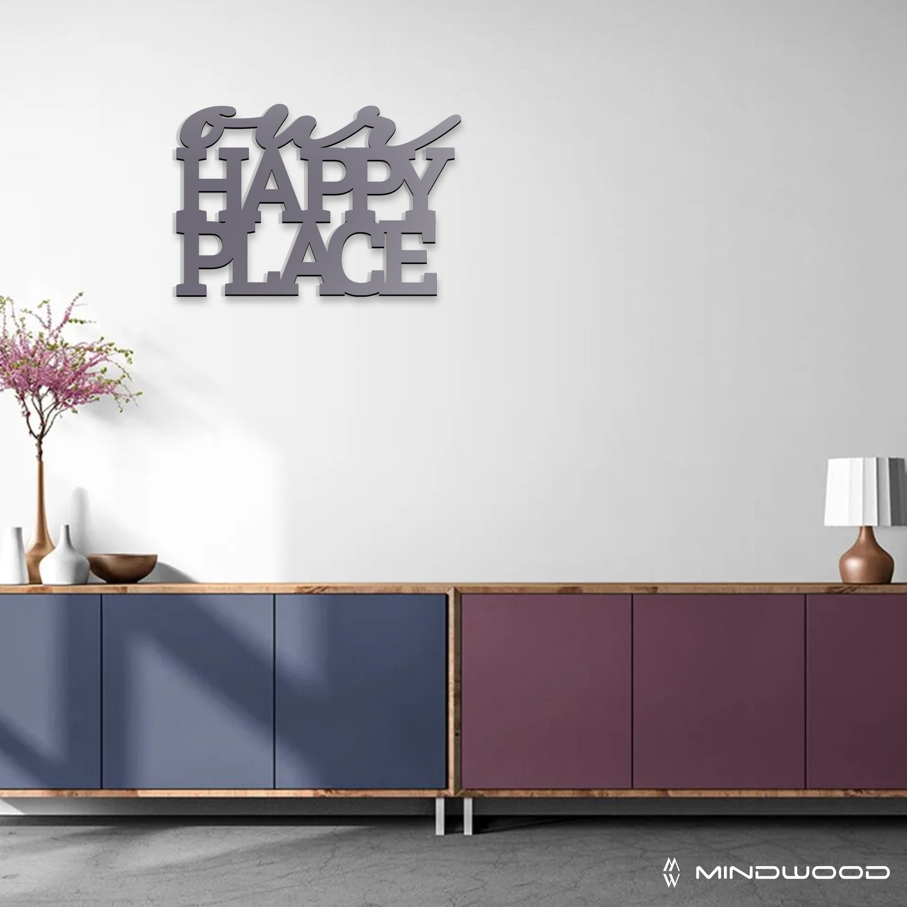 Scritta in Legno Our Happy Place