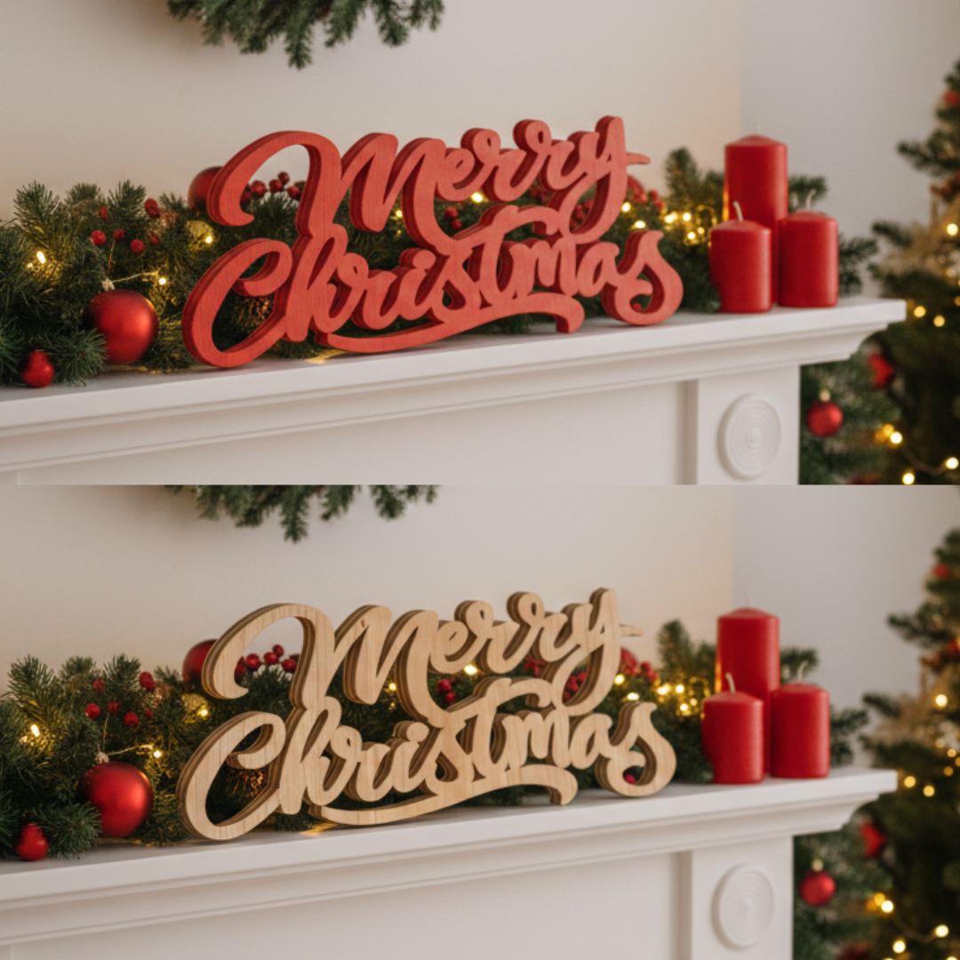 Scritta d'appoggio in Legno verniciato Merry Christmas 2