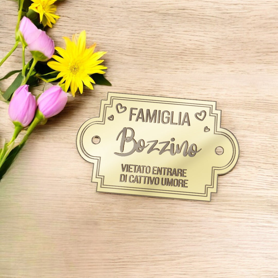 Plaque de porte en plexiglas avec nom de famille