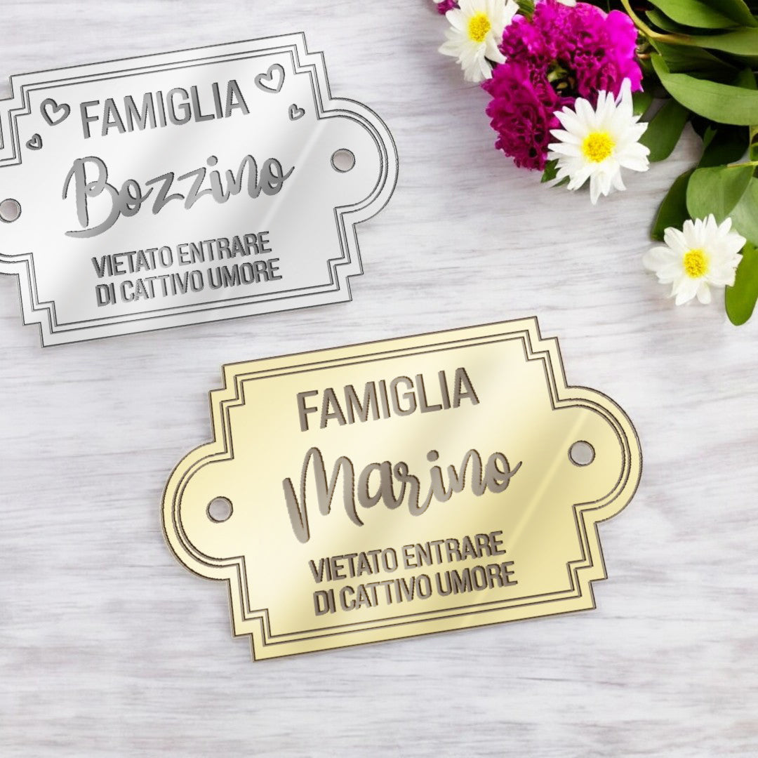 Plaque de porte en plexiglas avec nom de famille