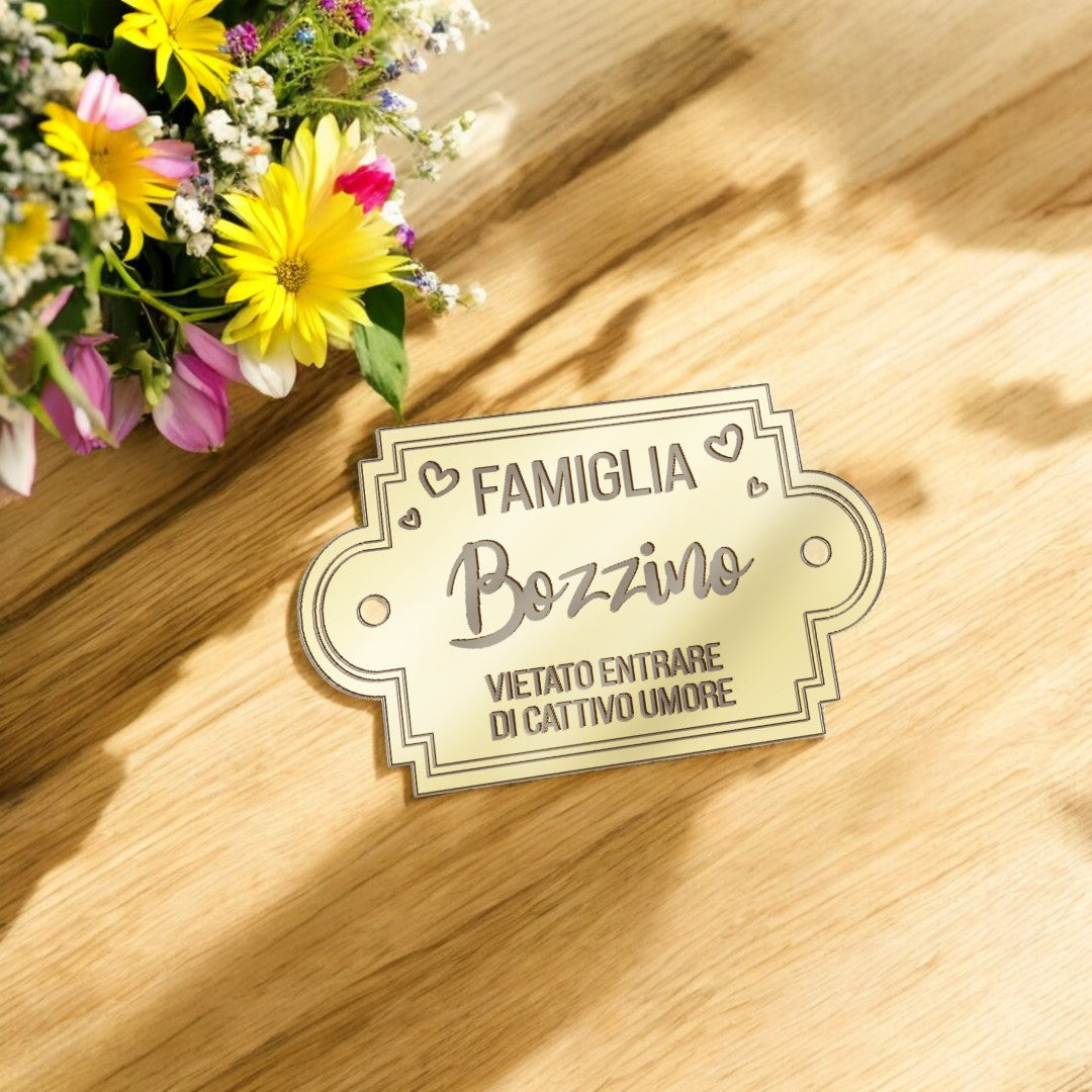 Plaque de porte en plexiglas avec nom de famille