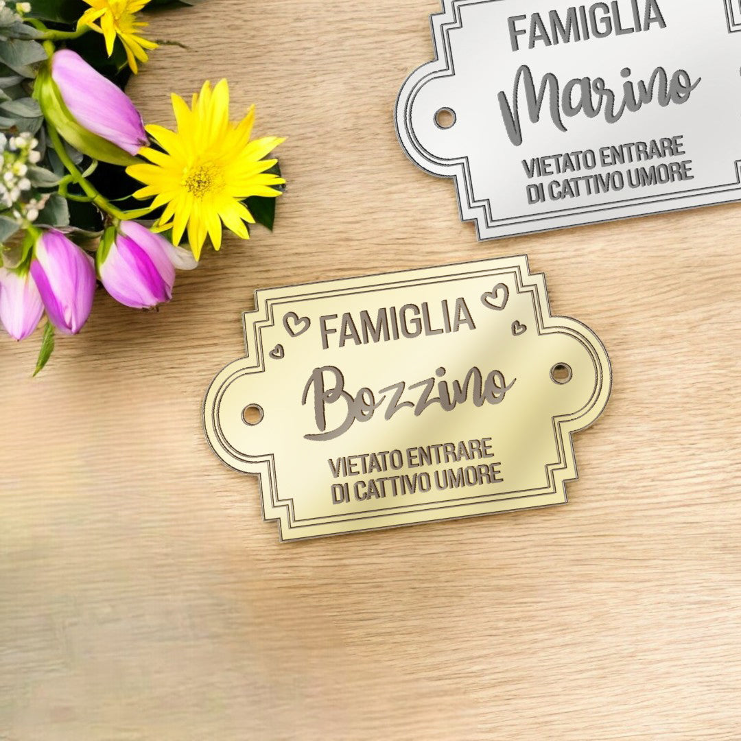 Plaque de porte en plexiglas avec nom de famille