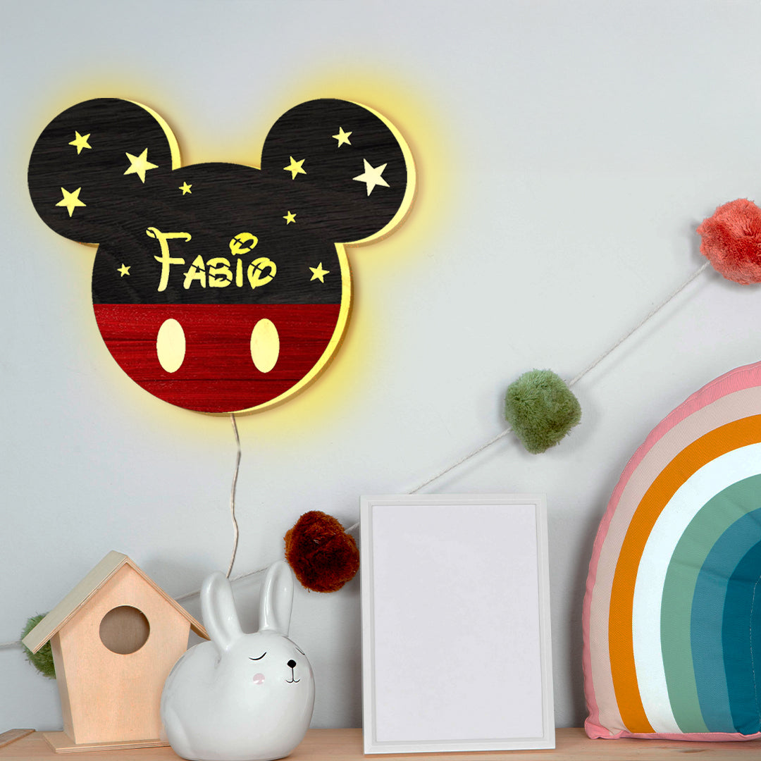 Lampada Topolino a Parete con Nome Personalizzato