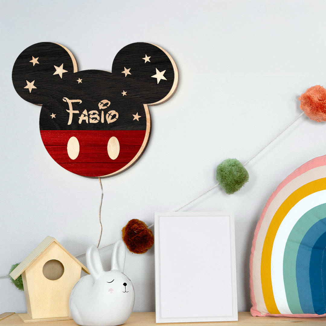 Lampada Topolino a Parete con Nome Personalizzato