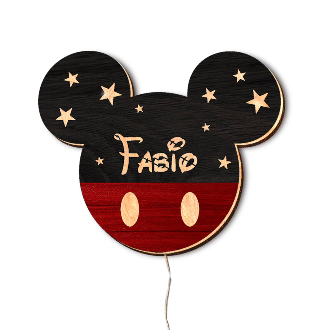 Lampada Topolino a Parete con Nome Personalizzato
