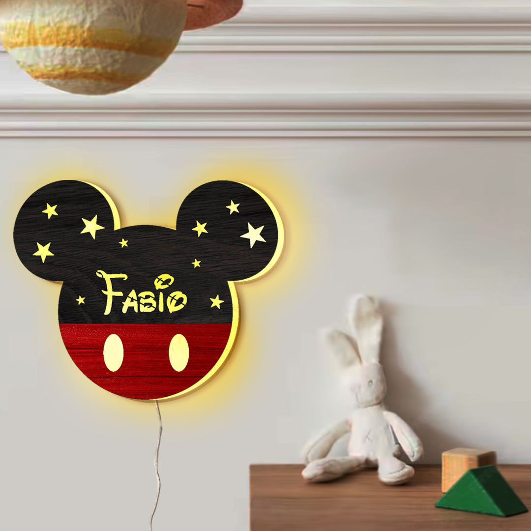 Lampada Topolino a Parete con Nome Personalizzato