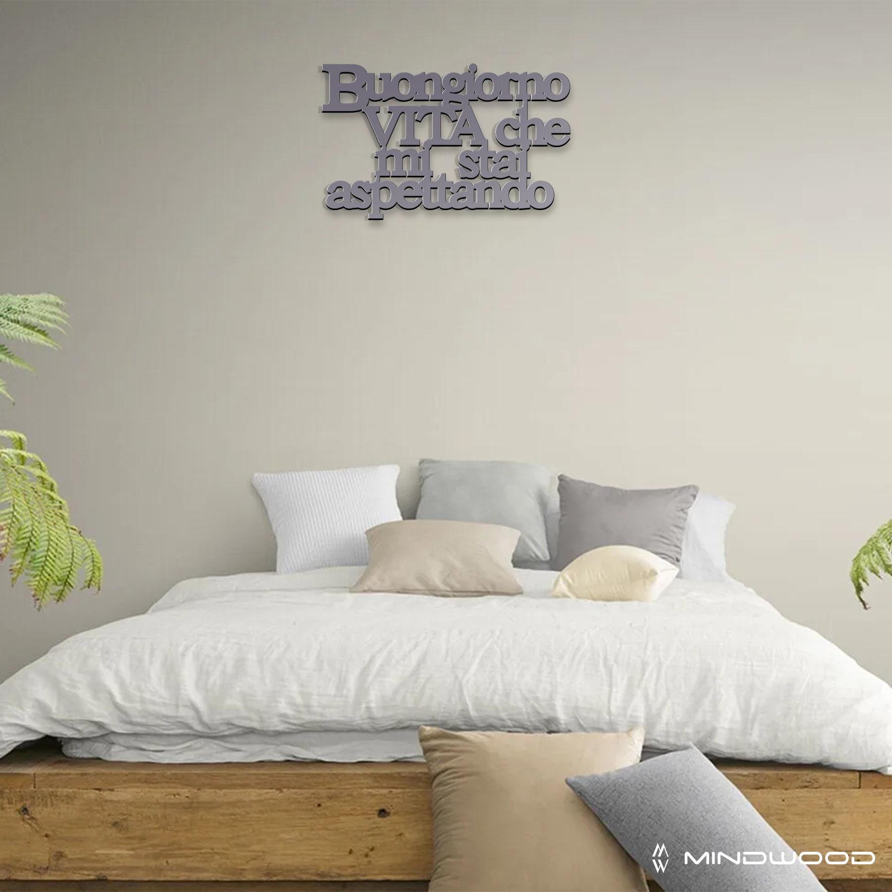 Scritta in Legno Buongiorno Vita che mi stai Aspettando