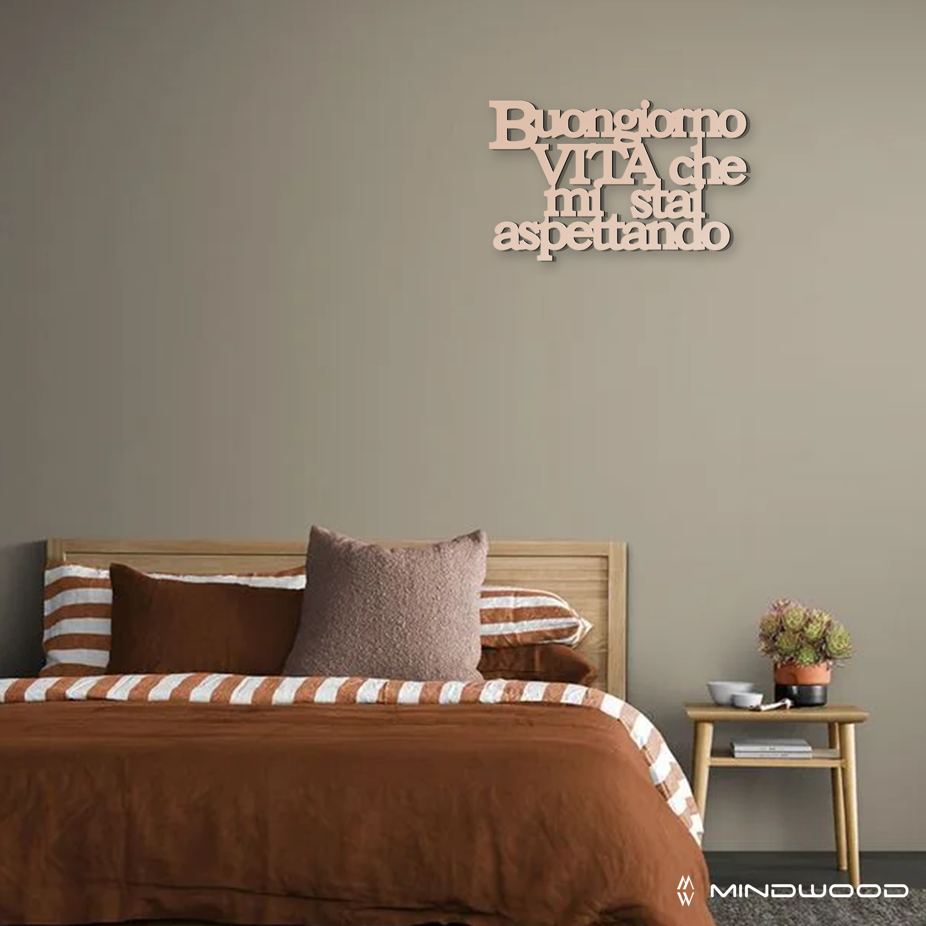 Scritta in Legno Buongiorno Vita che mi stai Aspettando