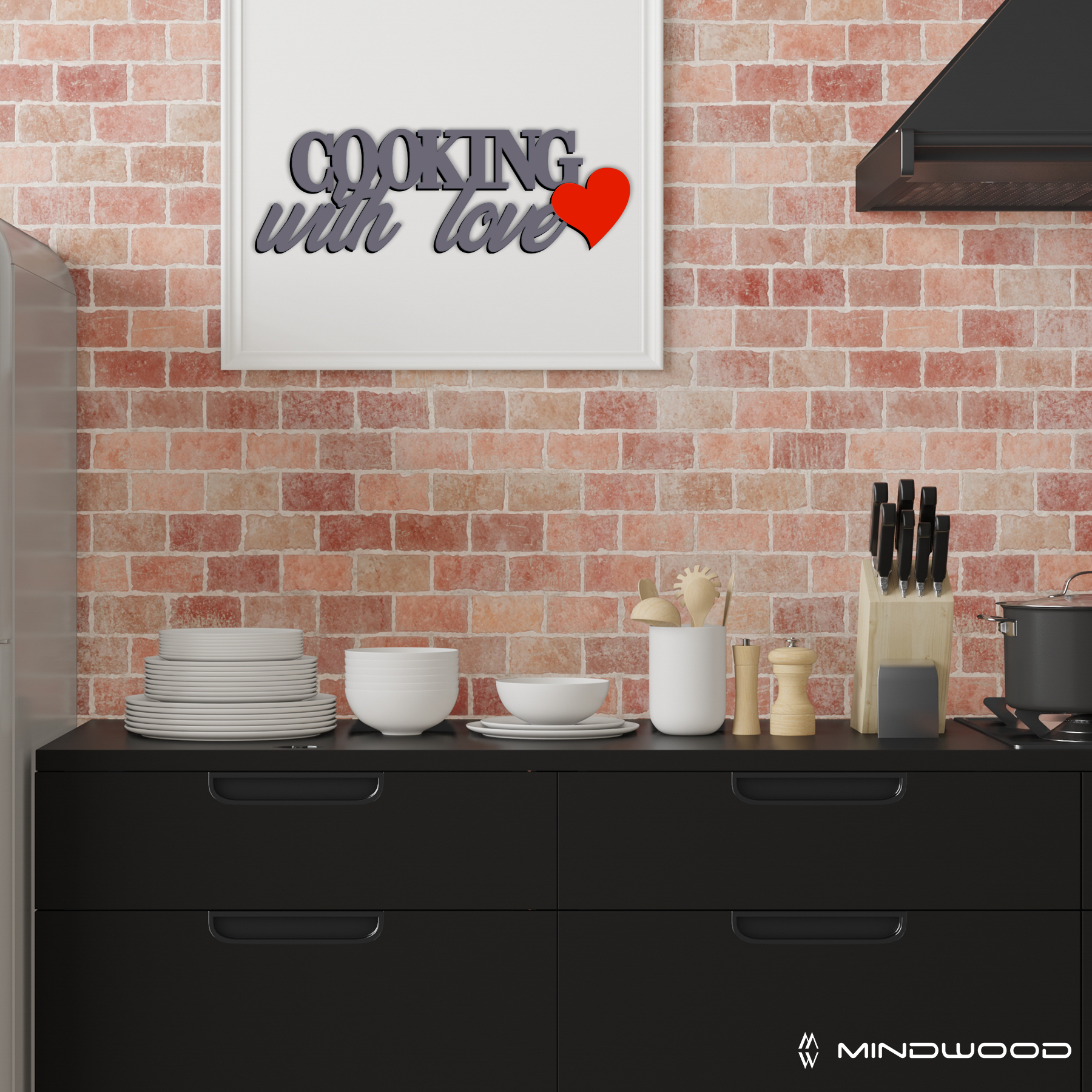 Scritta in Legno Cooking With Love