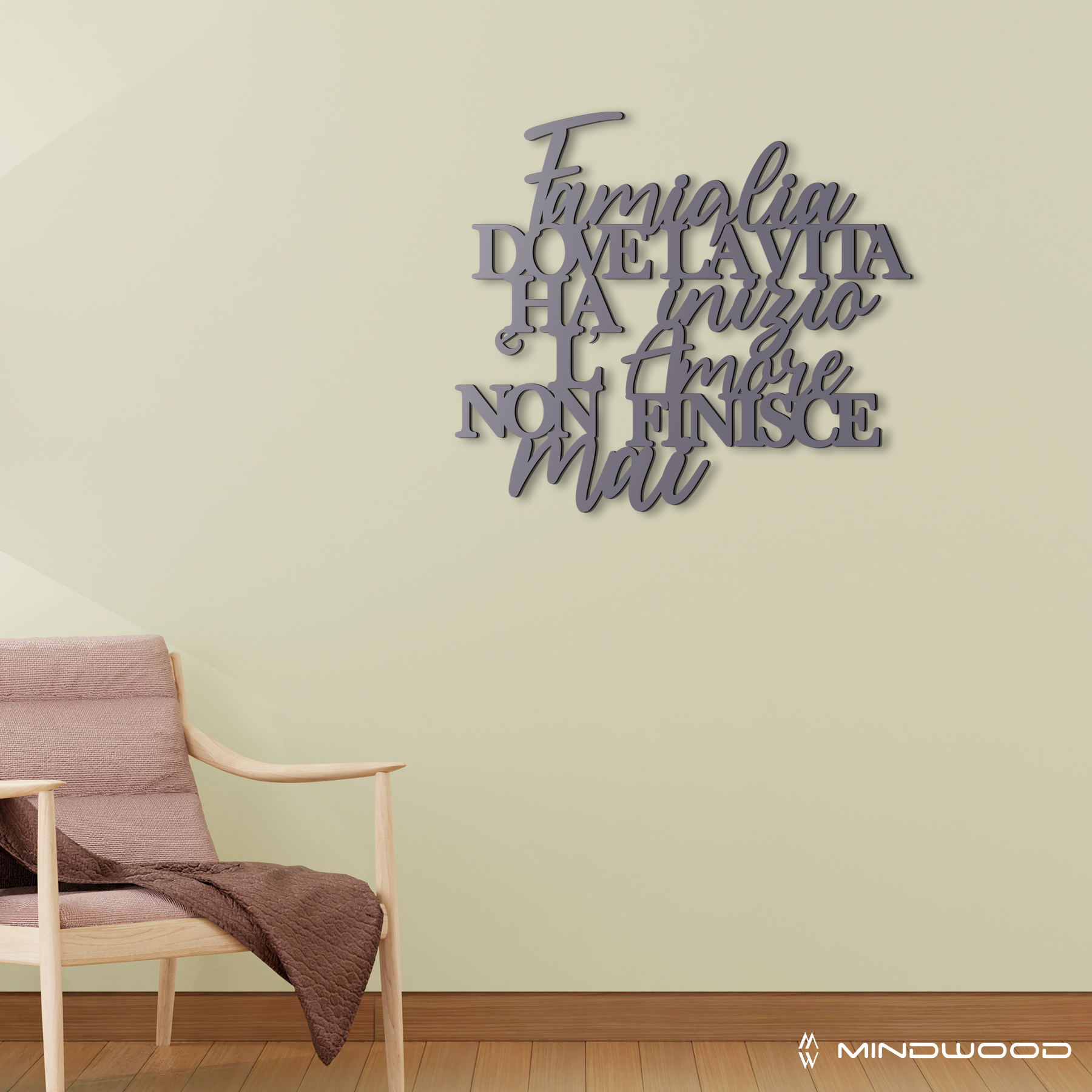 Scritta in Legno Famiglia Dove la Vita ha Inizio