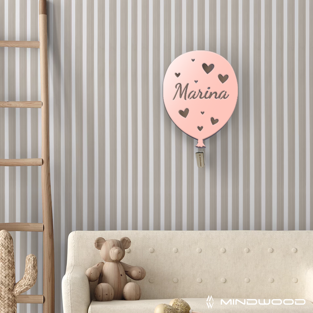 Lampada Palloncino a Parete con Nome Personalizzato