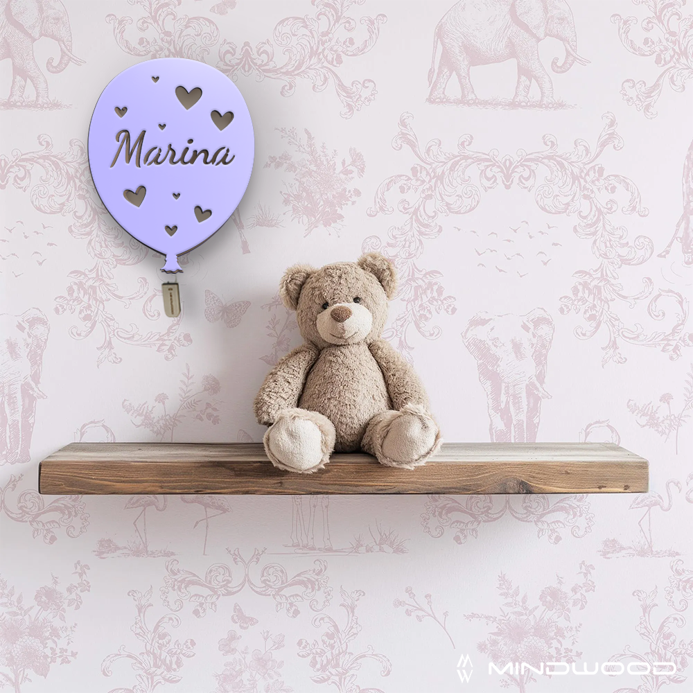 Lampada Palloncino a Parete con Nome Personalizzato
