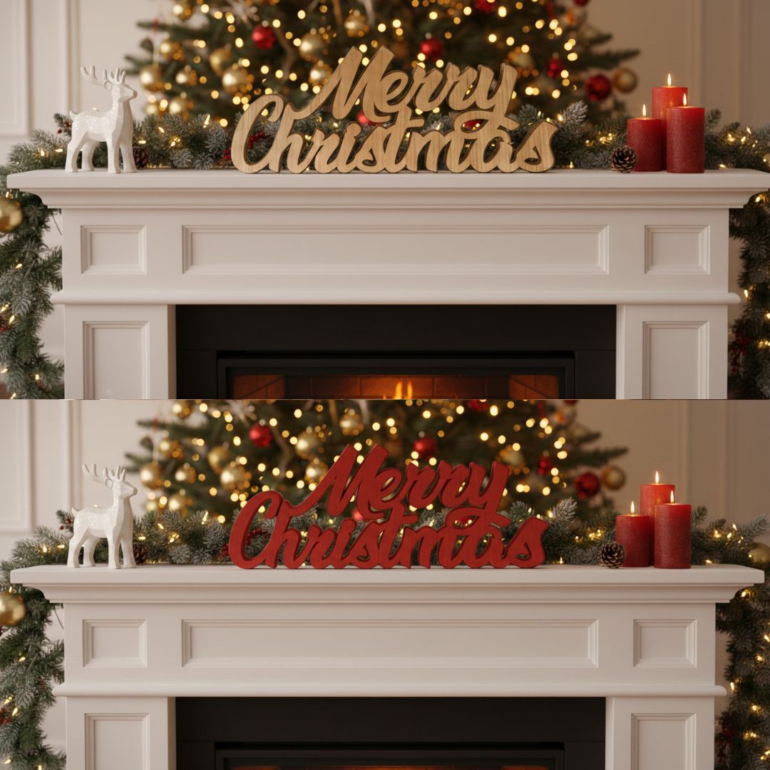 Scritta d'appoggio in Legno verniciato Merry Christmas 1