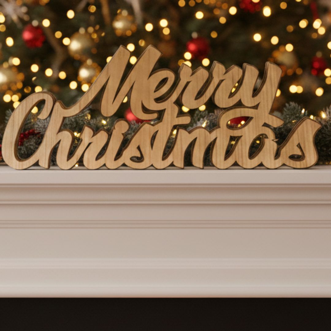 Scritta d'appoggio in Legno verniciato Merry Christmas 1