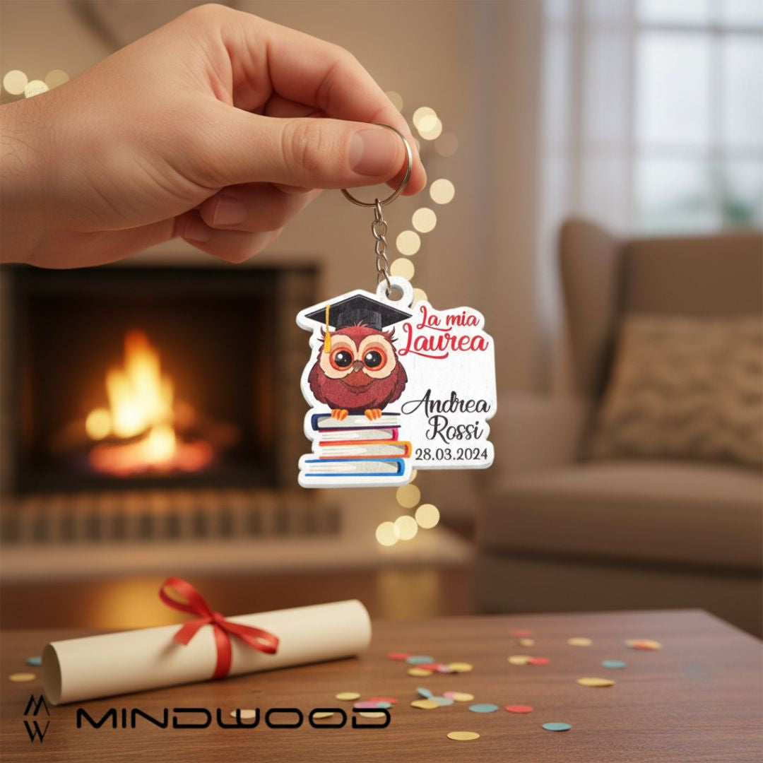 Ciondolo Laurea Gufo Personalizzabile