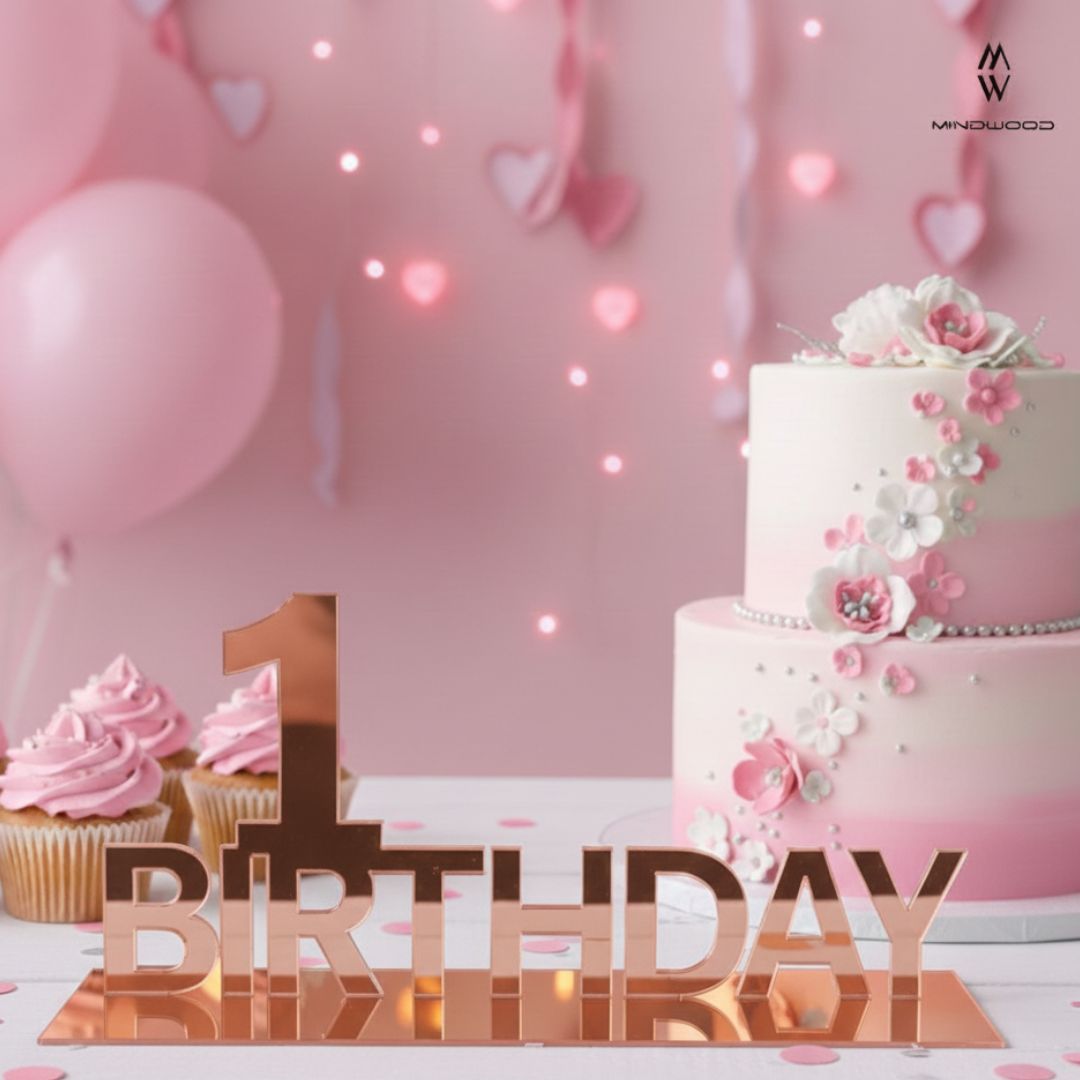 Decorazione da tavolo in Plex "1 Birthday"